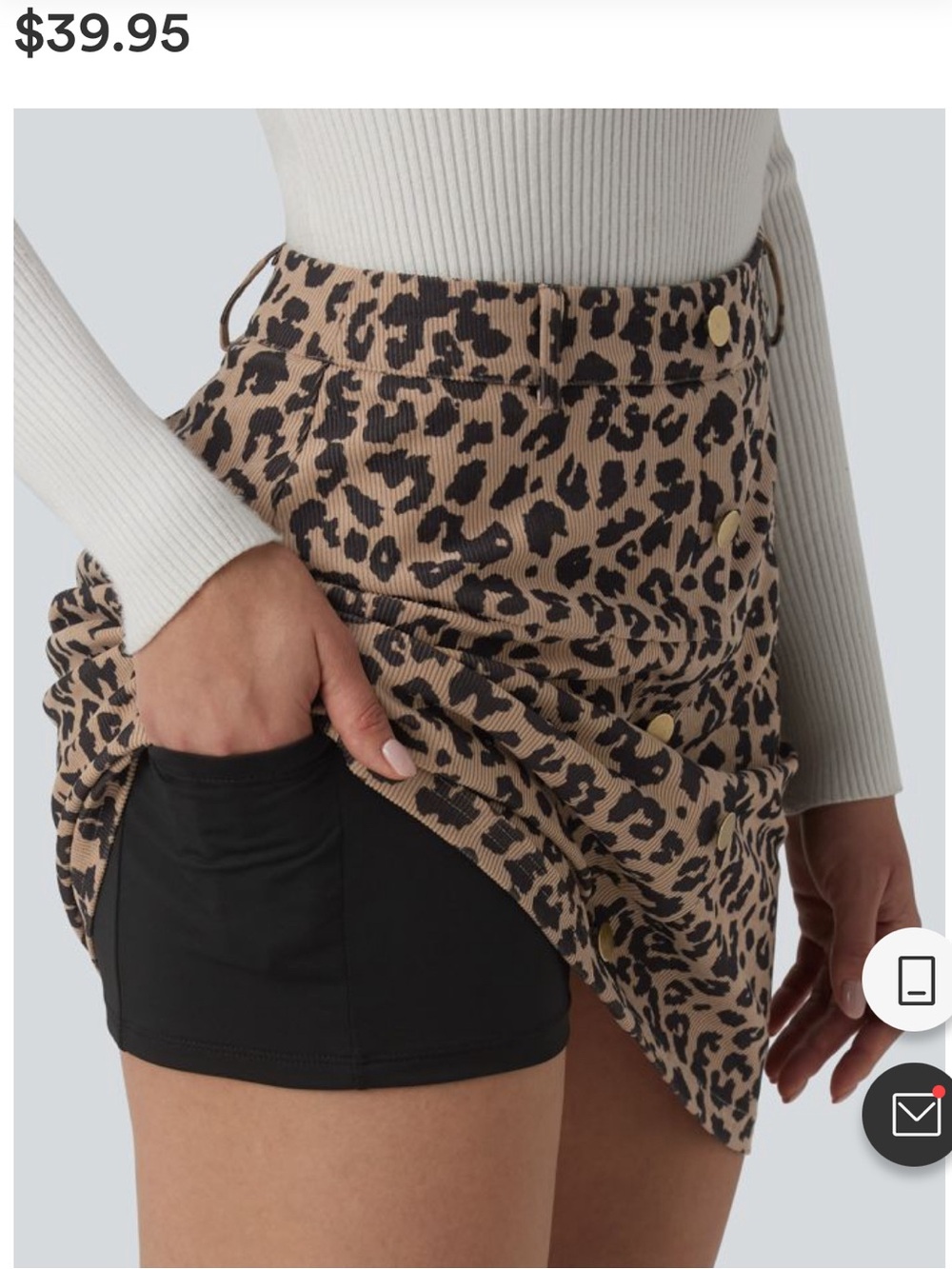 Halara High Waisted 2-in-1 Leopard Print Mini Casual Skirt with Pocket-Longer